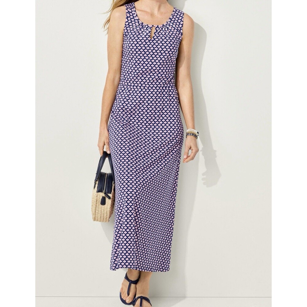 Talbots Daisy Print Jersey Maxi Dress size M